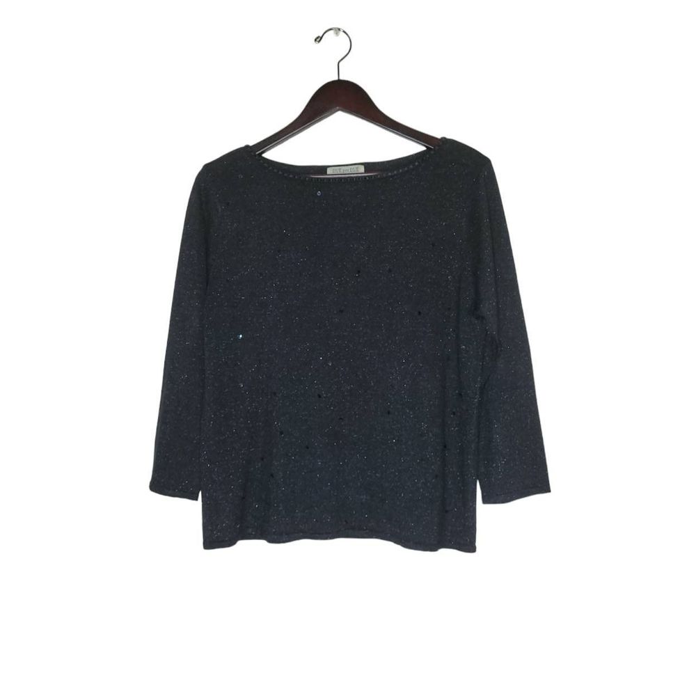 Due per Due Collection Women's Long Sleeves Knit Black Sweater Pullover Size XL